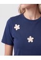 Camiseta Con Apliques Tejidos   Para Mujer Azul Patprimo de Patprimo