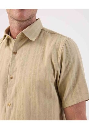 Camisa  Para Hombre Manga Corta Sin Bolsillo Cuello Casual M Color Beige Marca Patprimo #44013177