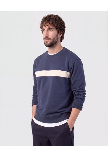 Buzo Con Franja En Contraste   Para Hombre Azul Patprimo