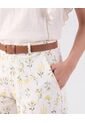 Bermuda Estampada Con Cinturón   Para Mujer Blanco Patprimo de Patprimo