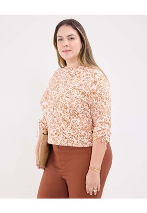 Camiseta Para Mujer Manga 3/4 Cuello Redondo Color Naranja Marca Patprimo #14091411