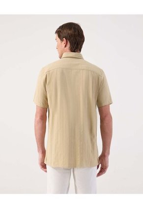 Camisa  Para Hombre Manga Corta Sin Bolsillo Cuello Casual M Color Beige Marca Patprimo #44013177