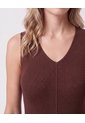 Vestido Midi Tejido Cuello V   Para Mujer Café Patprimo de Patprimo