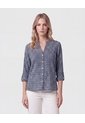 Blusa Cuello V Manga Larga   Para Mujer Azul Patprimo de Patprimo
