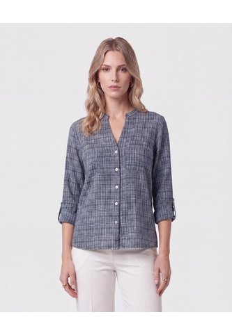 Blusa Cuello V Manga Larga   Para Mujer Azul Patprimo Patprimo