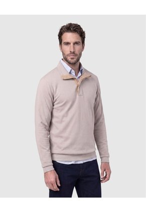Buzo Con Cuello De Botones Para Hombre Café Patprimo