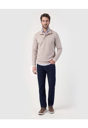 Buzo Con Cuello De Botones Para Hombre Café Patprimo