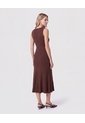 Vestido Midi Tejido Cuello V   Para Mujer Café Patprimo de Patprimo