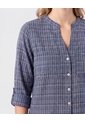Blusa Cuello V Manga Larga   Para Mujer Azul Patprimo de Patprimo