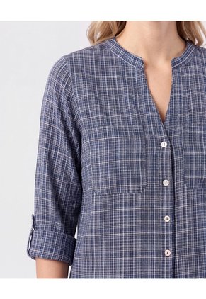 Blusa Cuello V Manga Larga   Para Mujer Azul Patprimo