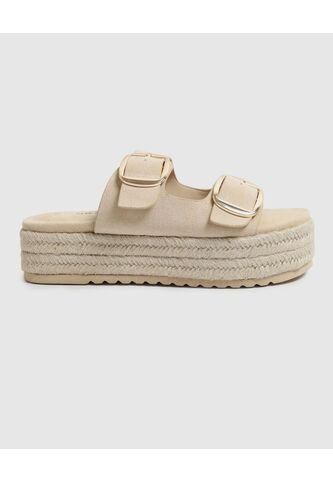 Sandalias De Plataforma Con Hebillas   Para Mujer Beige Patprimo Patprimo