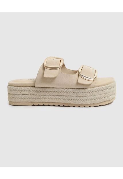 Sandalias De Plataforma Con Hebillas   Para Mujer Beige Patprimo