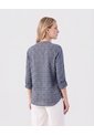 Blusa Cuello V Manga Larga   Para Mujer Azul Patprimo de Patprimo