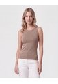 Camiseta Esqueleto Acanalada   Para Mujer Café Patprimo de Patprimo