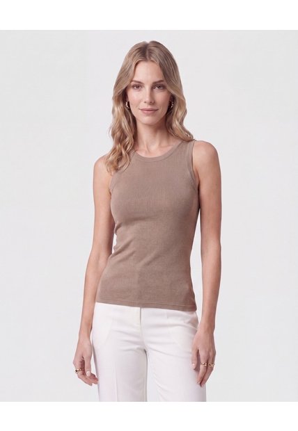 Camiseta Esqueleto Acanalada   Para Mujer Café Patprimo