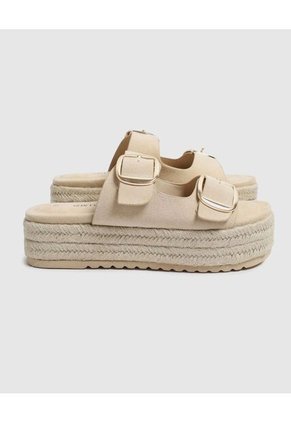 Sandalias De Plataforma Con Hebillas Para Mujer Beige Patprimo