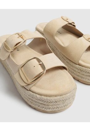 Sandalias De Plataforma Con Hebillas Para Mujer Beige Patprimo