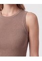 Camiseta Esqueleto Acanalada   Para Mujer Café Patprimo de Patprimo
