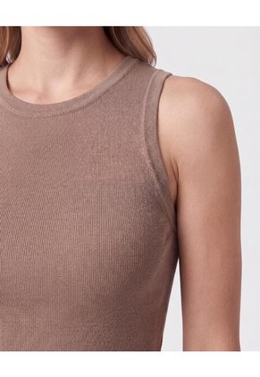 Camiseta Esqueleto Acanalada   Para Mujer Café Patprimo
