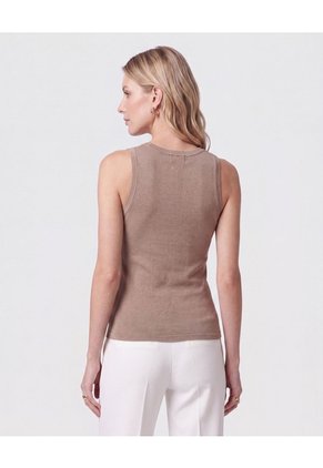 Camiseta Esqueleto Acanalada   Para Mujer Café Patprimo