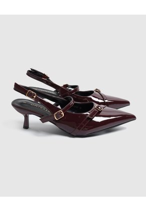 Tacones Destalonados Con Correas Para Mujer Vino Patprimo