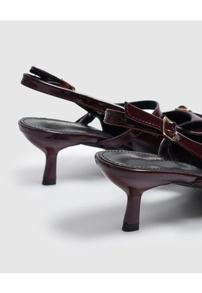 Tacones Destalonados Con Correas Para Mujer Vino Patprimo