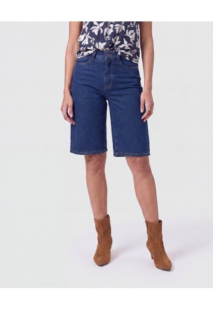 Bermudas Denim Tiro Alto   Para Mujer Azul Patprimo