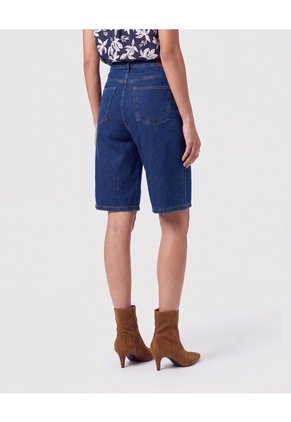 Bermudas Denim Tiro Alto Para Mujer Azul Patprimo