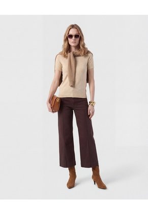 Jeans Culotte Con Costuras Frontales Para Mujer Café Patprimo