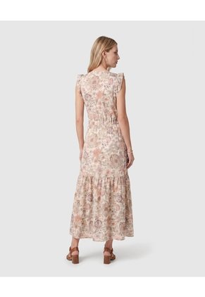 Vestido Largo Estampado Con Volantes   Para Mujer Verde Patprimo