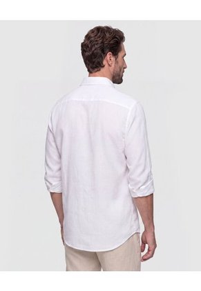 Camisa Manga Larga Texturizada   Para Hombre Blanco Patprimo
