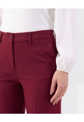 Pantalón Recto Con Línea De Quiebre   Para Mujer Vino Patprimo