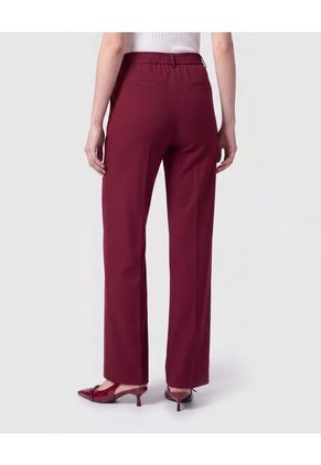 Pantalón Recto Con Línea De Quiebre   Para Mujer Vino Patprimo