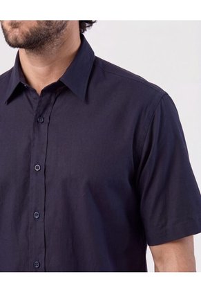 Camisa Manga Corta Unicolor Para Hombre Azul Patprimo