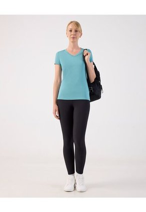 Camiseta Manga Corta Unicolor Para Mujer Azul Patprimo