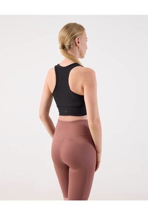 Top Deportivo Acanalado Para Mujer Negro Patprimo