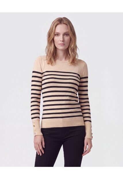 Saco Cuello Redondo Con Botones Laterales  Para Mujer Crema Patprimo