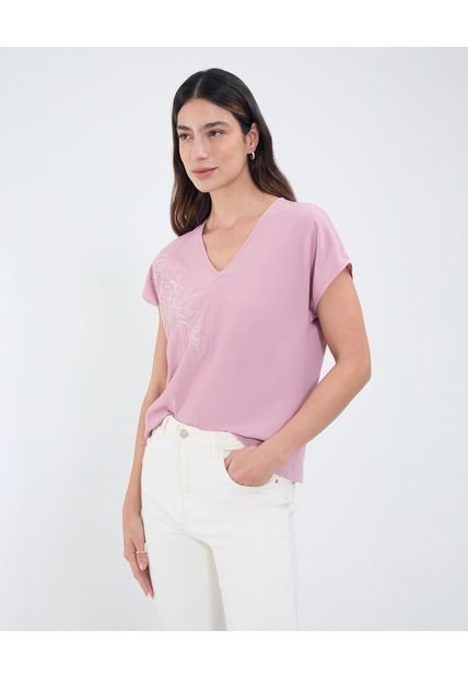 Blusa Para Mujer Manga Corta Color Rosa Marca Patprimo #30123559