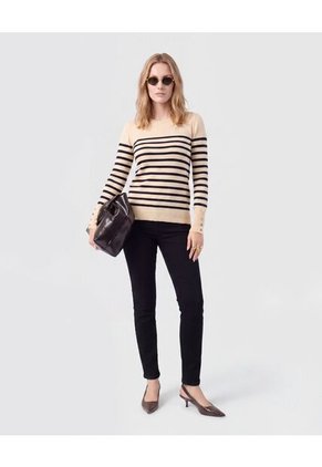 Saco Cuello Redondo Con Botones Laterales Para Mujer Crema Patprimo