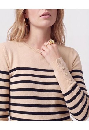 Saco Cuello Redondo Con Botones Laterales Para Mujer Crema Patprimo