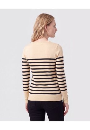 Saco Cuello Redondo Con Botones Laterales Para Mujer Crema Patprimo