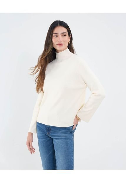 Saco Para Mujer Cuello Alto O Cuello Tortuga Color Crema Marca Patprimo #30330640