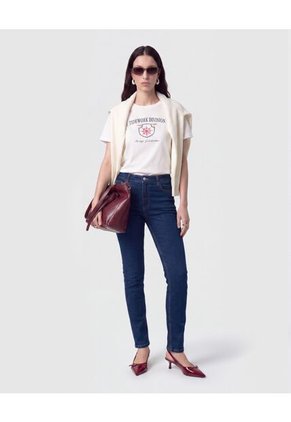 Jeans Skinny De Tiro Alto   Para Mujer Azul Patprimo