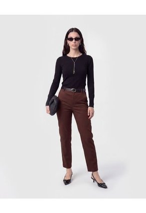 Pantalón Chino Con Pasadores   Para Mujer Café Patprimo