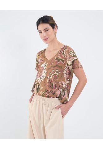 Blusa Para Mujer Manga Corta Color Café Marca Patprimo #30123546 Patprimo