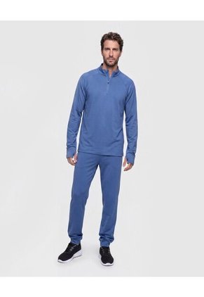 Buzo Unicolor Cuello Alto Para Hombre Azul Patprimo