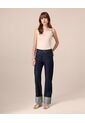 Jeans Straight Con Bota Doblada   Para Mujer Azul Patprimo de Patprimo