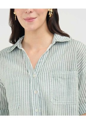 .Camisa De Mujer Manga Corta Marca Patprimo Gris #30010678