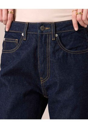 Jeans Straight Con Bota Doblada   Para Mujer Azul Patprimo