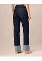 Jeans Straight Con Bota Doblada   Para Mujer Azul Patprimo de Patprimo